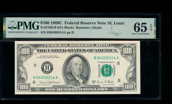 1969C $100 St Louis FRN PMG 65EPQ