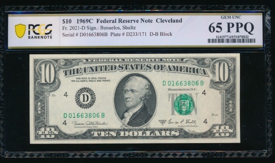 1969C $10 Cleveland FRN PCGS 65PPQ