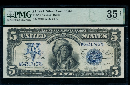 1899 $5 Chief Silver Certificate PMG 35EPQ