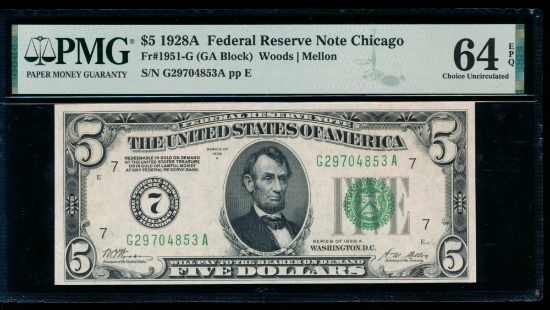 1928A $5 Chicago FRN PMG 64EPQ