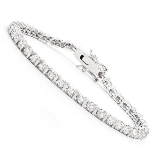 Plated Rhodium Diamond Bracelet