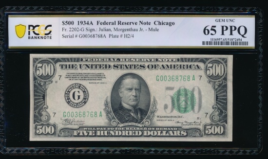 1934A $500 Chicago FRN PCGS 65PPQ