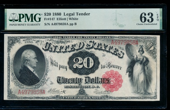 1880 $20 Legal Tender Note PMG 63EPQ