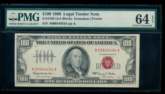 1966 $100 Legal Tender Note PMG 64EPQ