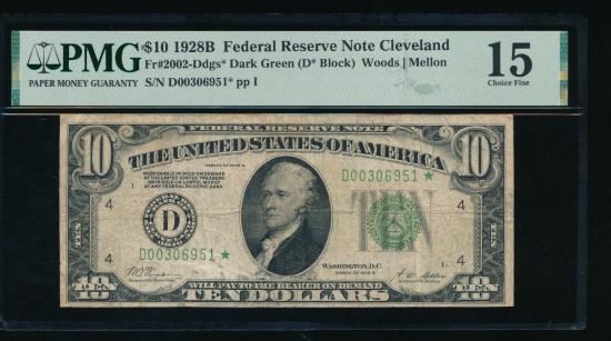 1928B $10 STAR Cleveland FRN PMG 15