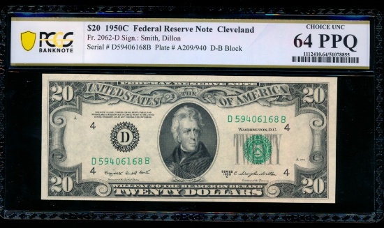 1950C $20 Cleveland FRN PCGS 64PPQ