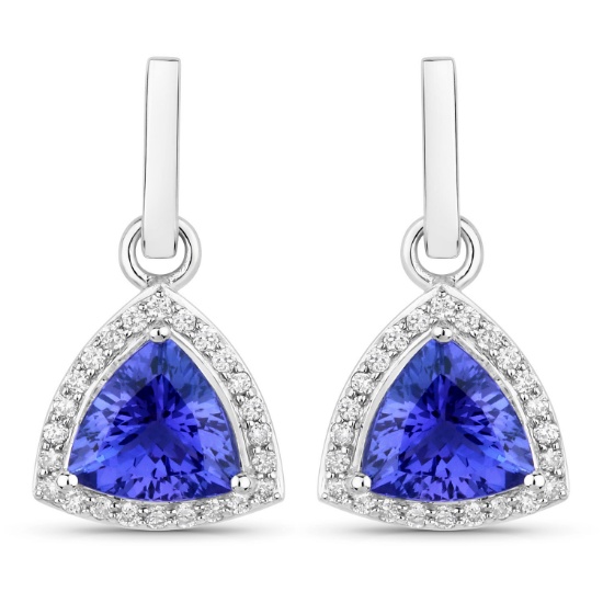 14KT White Gold 3.86ctw Tanzanite and White Diamond Earrings