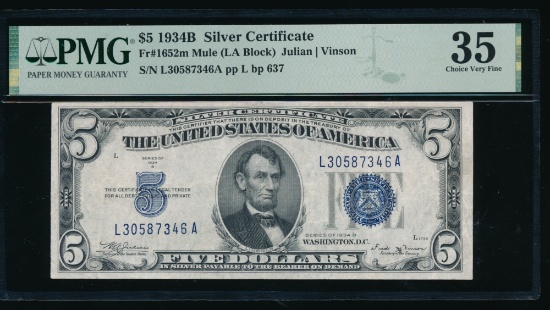 1934B $5 Silver Certificate PMG 35