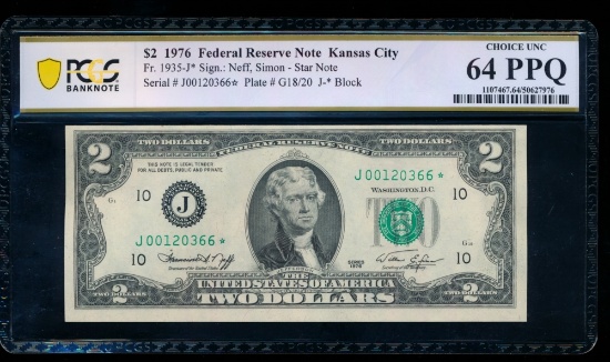1976 $2 STAR Kansas City FRN PCGS 64PPQ