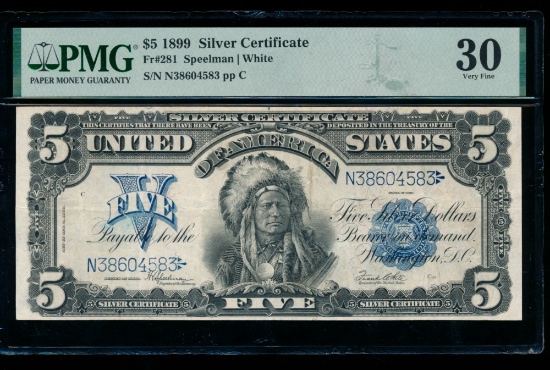 1899 $5 Chief Silver Certificate PMG 30