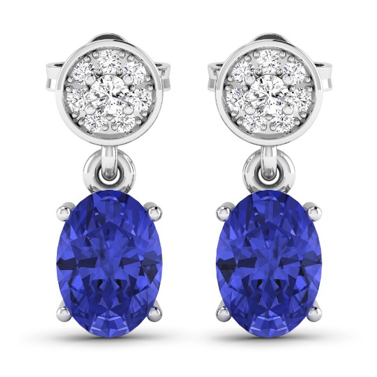 14KT White Gold 1.24ctw Tanzanite and Diamond Earrings