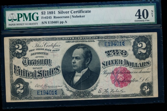 1891 $2 Silver Certificate PMG 40NET
