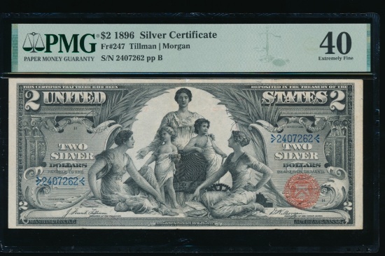 1896 $2 Educational Silver Certificate PMG 40