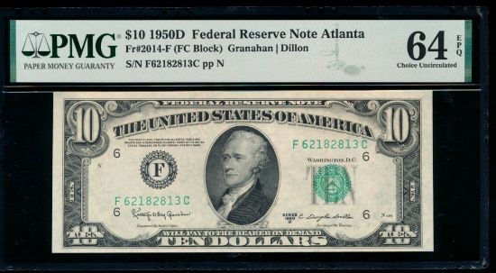 1950D $10 Atlanta FRN PMG 64EPQ