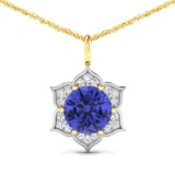 14KT Yellow Gold 2.02ctw Tanzanite and Diamond Pendant