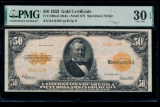 1922 $50 Mule Gold Certificate PMG 30EPQ