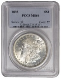 1893 $1 Morgan Silver Dollar Coin PCGS MS64