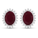 14KT White Gold 3.00ctw Ruby and Diamond Earrings