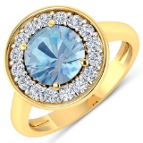 14KT Yellow Gold 1.9ct Aquamarine and Diamond Ring