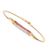 Plated 18KT Yellow Gold 0.51ctw Ruby and Diamond Bracelet