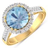 14KT Yellow Gold 2.75ctw Aquamarine and Diamond Ring