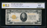 1928 $20 Gold Certificate PCGS 63