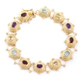 Plated 18KT Yellow Gold 5.75cts Multistone Bracelet