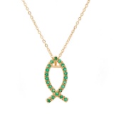 Plated 18KT Yellow Gold 1.02ctw Green Agate Pendant with Chain