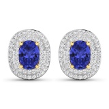 14KT Yellow Gold 1.24ctw Tanzanite and Diamond Earrings