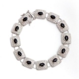 Plated Rhodium 7.85ctw Black Sapphire Bracelet