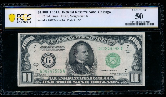 1934A $1000 Chicago FRN PCGS 50