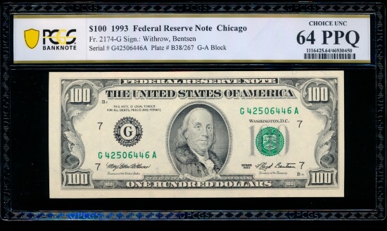 1993 $100 Chicago FRN PCGS 64PPQ