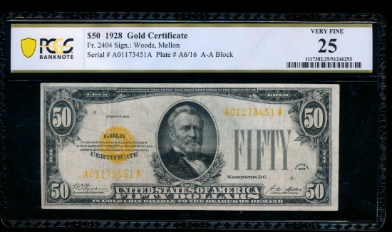 1928 $50 Gold Certificate PCGS 25