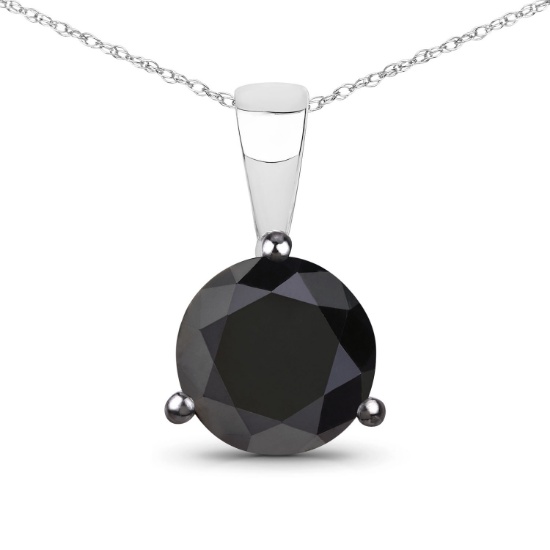 14KT White Gold 2.06ctw Black Diamond Pendant with Chain