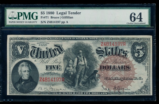 1880 $5 Legal Tender Note PMG 64