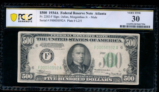 1934A $500 Atlanta FRN PCGS 30