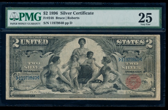 1896 $2 Educational Silver Certificate PMG 25