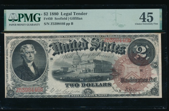 1880 $2 Legal Tender Note PMG 45