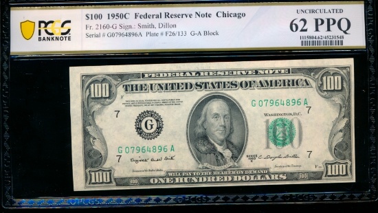 1950C $100 Chicago FRN PCGS 62PPQ