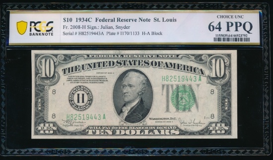 1934C $10 St Louis FRN PCGS 64PPQ
