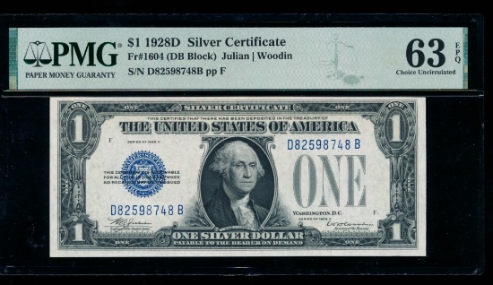1928D $1 Silver Certificate PMG 63EPQ