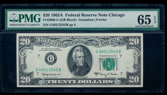 1963A $20 Chicago FRN PMG 65EPQ