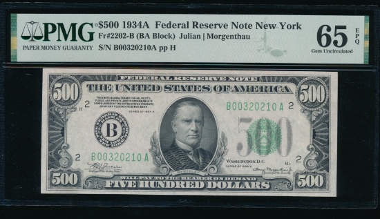 1934A $500 New York FRN PMG 65EPQ