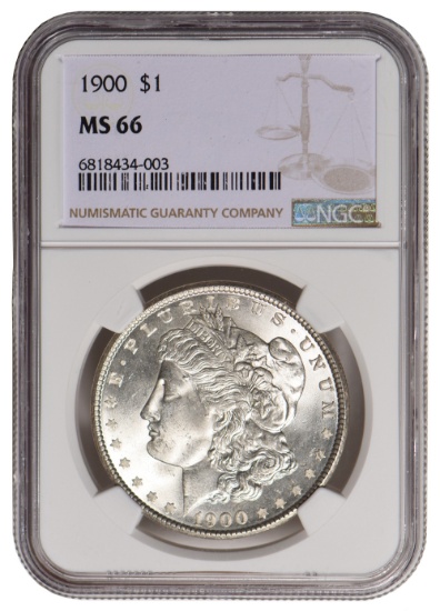 1900 $1 Morgan Silver Dollar Coin NGC MS66