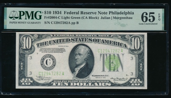 1934 $10 Philadelphia FRN PMG 65EPQ