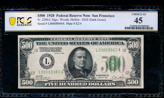 1928 $500 San Francisco FRN PCGS 45