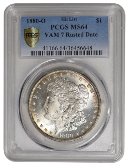 1880-O $1 Roll End TONING Morgan Silver Dollar PCGS MS64