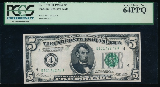 1928A $5 Cleveland FRN PCGS 64PPQ