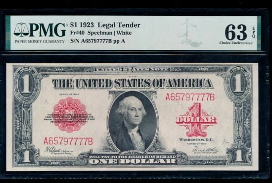 1923 $1 Legal Tender Note PMG 63EPQ