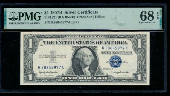 1957B $1 Silver Certificate PMG 68EPQ